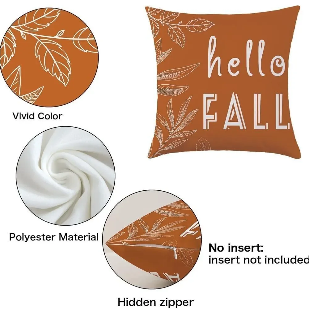 Fall Pillow Covers 18x18 Set Of 4 Autumn Thanksgiving Decorative Pillow Covers